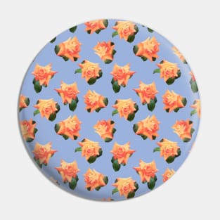 Orange Watercolor Roses on Blue Pin