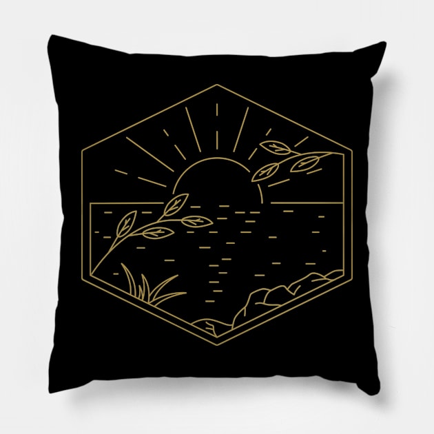 sunset monoline Pillow by brillallfarriambd