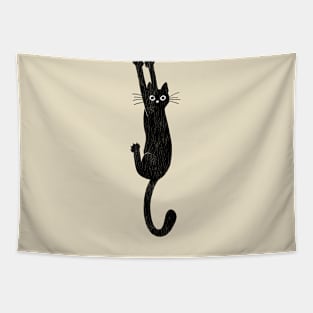 Black Cat Holding Vintage Tapestry