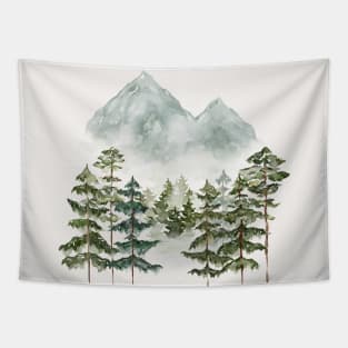 Watercolor Mountain View Tapestry