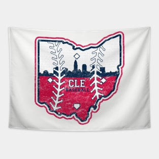 Vintage Cleveland Baseball Ohio State Map Tapestry