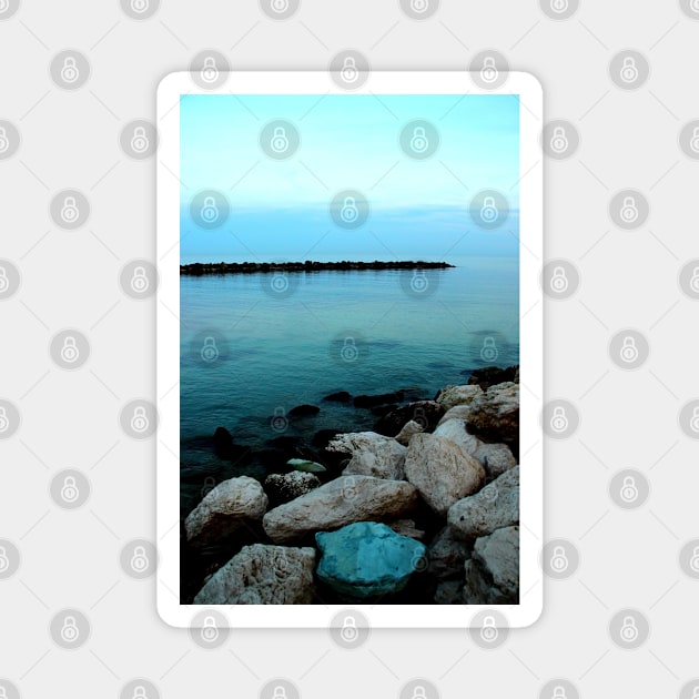 Transparent Adriatic sea with white black and blue stones Magnet by KristinaDrozd