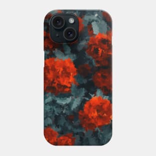 Symmetric dark red flowers pattern oil painting Phone Case