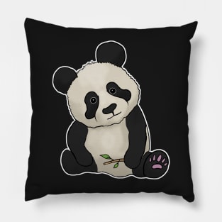 Cute Panda hand drawn sad face bamboo Pillow