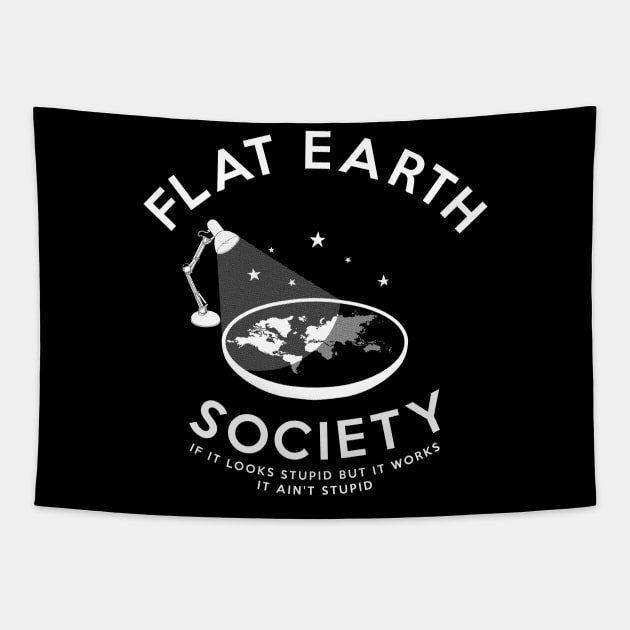 Flat earth society (explained) Tapestry by Bomdesignz