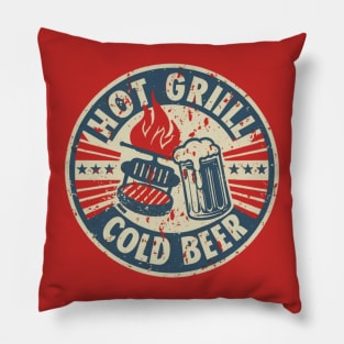 Hot grill and cold beer Pillow