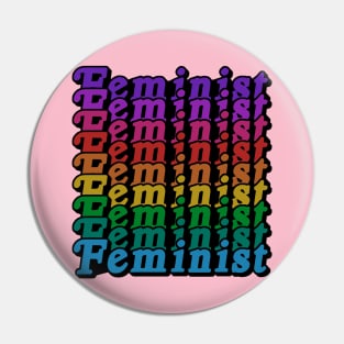 Retro Feminist Rainbow Design - Girl Power Queer Pin