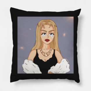 portrait woman illustration aesthetic gold goddess hollywood star Pillow