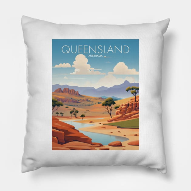 QUEENSLAND Pillow by MarkedArtPrints