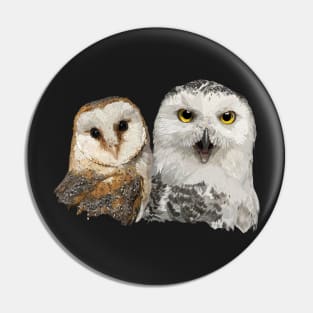 Snowy Owl and Barn Owl Pin