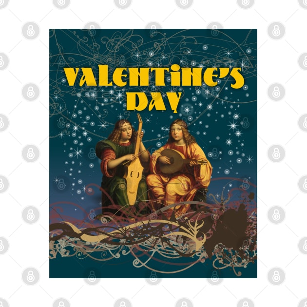 Valentine's Day Unique Vintage Musical Artwork by ROSHARTWORK