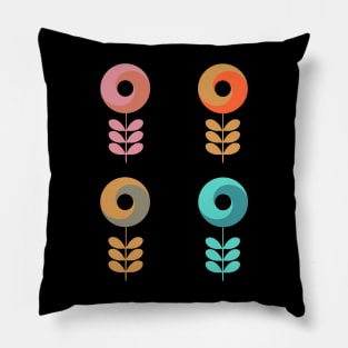 Set of Four Two Tone Retro Flowers Pillow