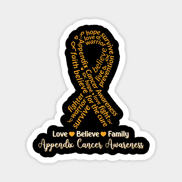 Appendix Cancer Awareness 2024 Family Men Women Kids Friends Magnet by AimArtStudio