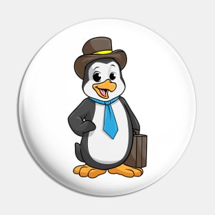 Penguin as Entrepreneur with Briefcase Pin