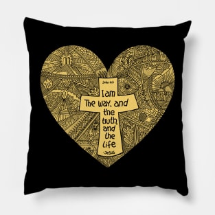 A heart with a cross inside. Jesus is the way and the truth and the life. Pillow