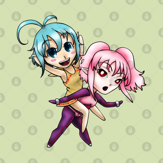 Freesia and Plum Chibis by ChePanArt