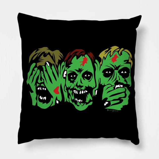 3 Zombies Pillow by BeckyDoyon