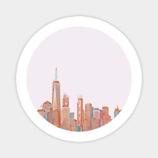 New York City (Manhattan) Skyline in Pink Magnet