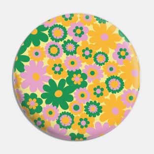 60s retro flower power, retro green, orange, pink, 60s groovy pattern, hippie flowers Pin