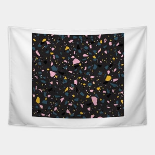 Terrazzo with black, pink, yellow, and dark blue colours Tapestry