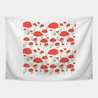 Red Fly Agaric Mushroom and Grass Tapestry