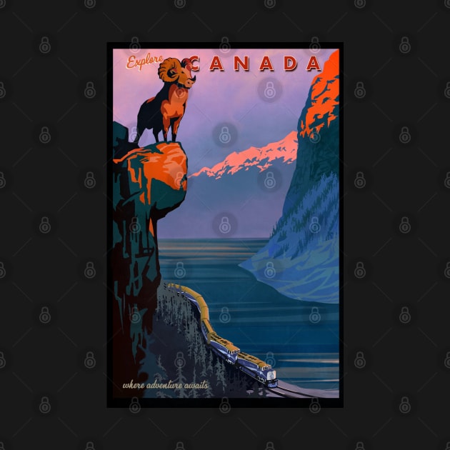 Retro Explore Canada Train Travel Poster by SFDesignstudio