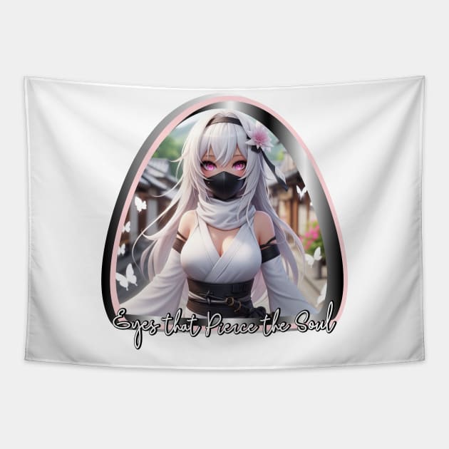 Ninja Girl - Eyes that Pierce the Soul Tapestry by PlayfulPandaDesigns