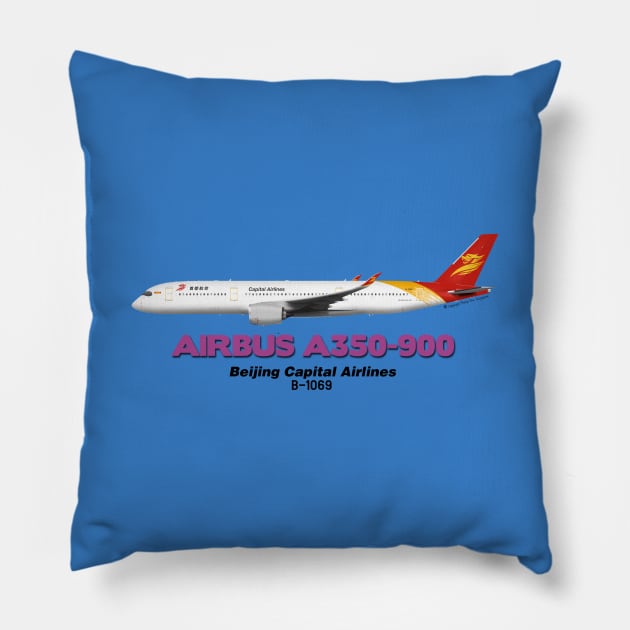 Airbus A350-900 - Beijing Capital Airlines Pillow by TheArtofFlying