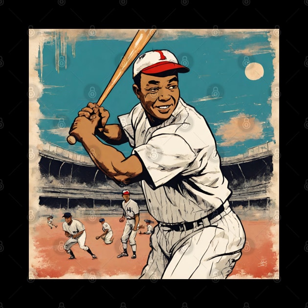 Vintage American Baseball Player Father Playing Baseball Gracefully by DaysuCollege