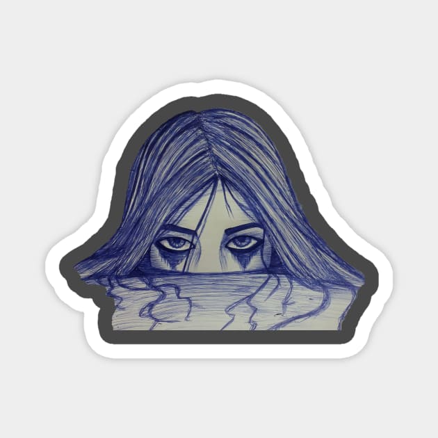 Scary girl face Magnet by theju_arts