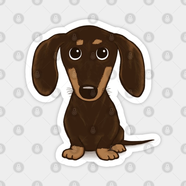 Cute Chocolate Dachshund | Cartoon Wiener Dog Magnet by Coffee Squirrel