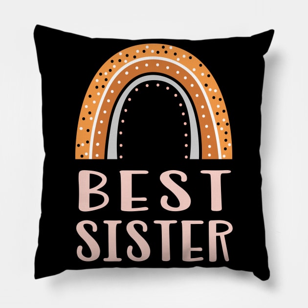 Best Sister Siblings Girls Women Boho Style Pillow by Foxxy Merch