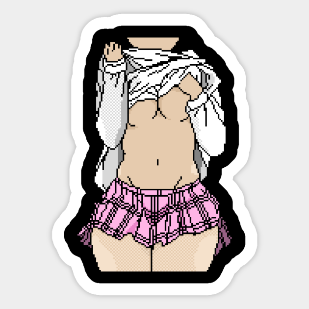 Pixel Anime Girl Pixel Art Sticker Teepublic Pixel Anime Girl Pixel Art Sticker Teepublic