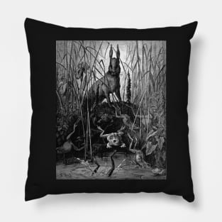 The Hare and the Frogs - Gustave Dore Pillow