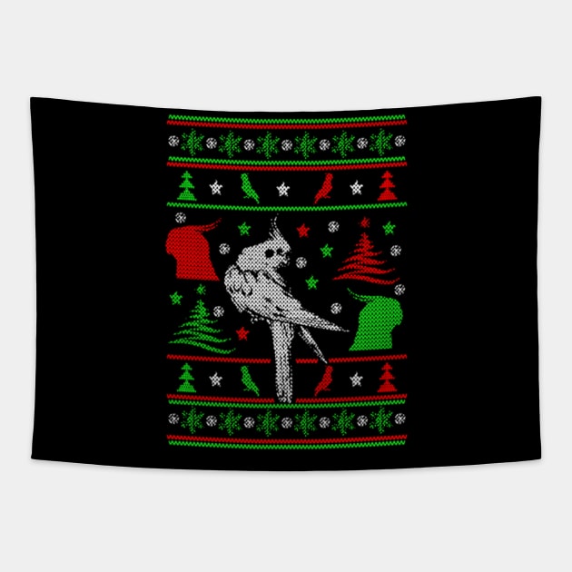 Cockatiel Ugly Christmas Sweater Tapestry by uglygiftideas