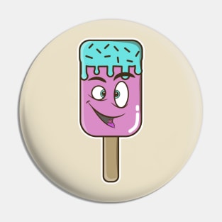 Funny Ice Pop Ice Cream Face Pin