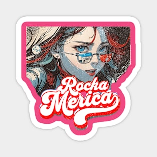 Rocka Merica  (cartoon anime girl glasses tip of nose) Magnet