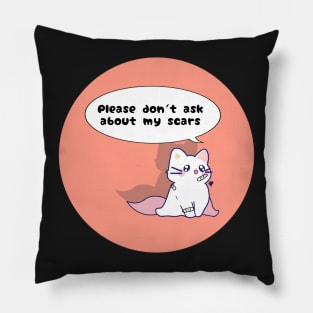 Scars disability awareness cute cat Pillow