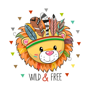 Cute lion with feathers and Indian coloring T-Shirt