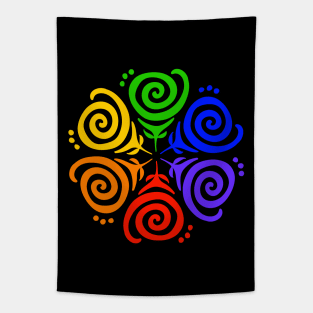 Rainbow Flower Mandala Tapestry