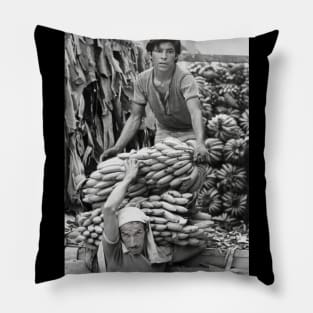 Vintage photo of Banana Loaders in Ecuador Pillow