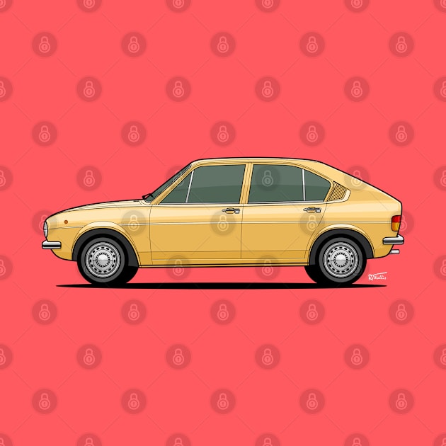 Alfasud side profile drawing - Yellow by RJW Autographics