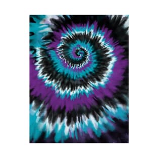 Purple Blue Black and White Spiral Swirl Tie Dye T-Shirt