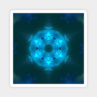 Psychedelic Kaleidoscope Blue Snowflake Magnet