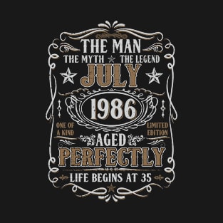 July 1986 Man Myth Legend Shirt 35th Birthday 35 Years Old T-Shirt