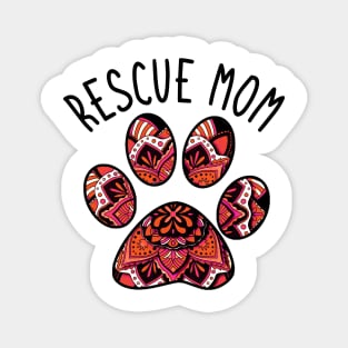 Rescue Mom Mandala Pawprint Magnet