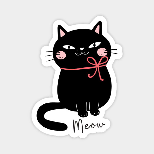 Cute Black cat Magnet by Yula Creative