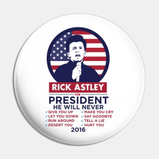 Rick Astley for President! Pin