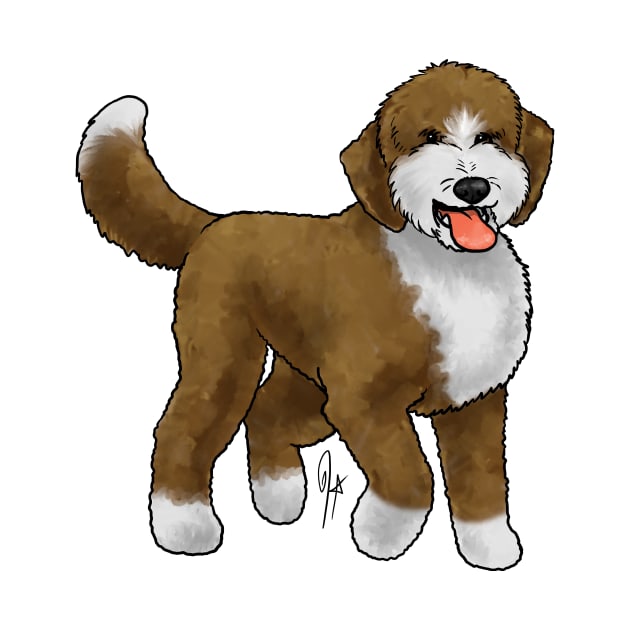 Dog - Sheepadoodle - Brown and White by Jen's Dogs Custom Gifts and Designs