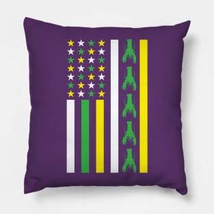 Mardi Gras American Flag Crawfish New Orleans Fat Tuesday Pillow